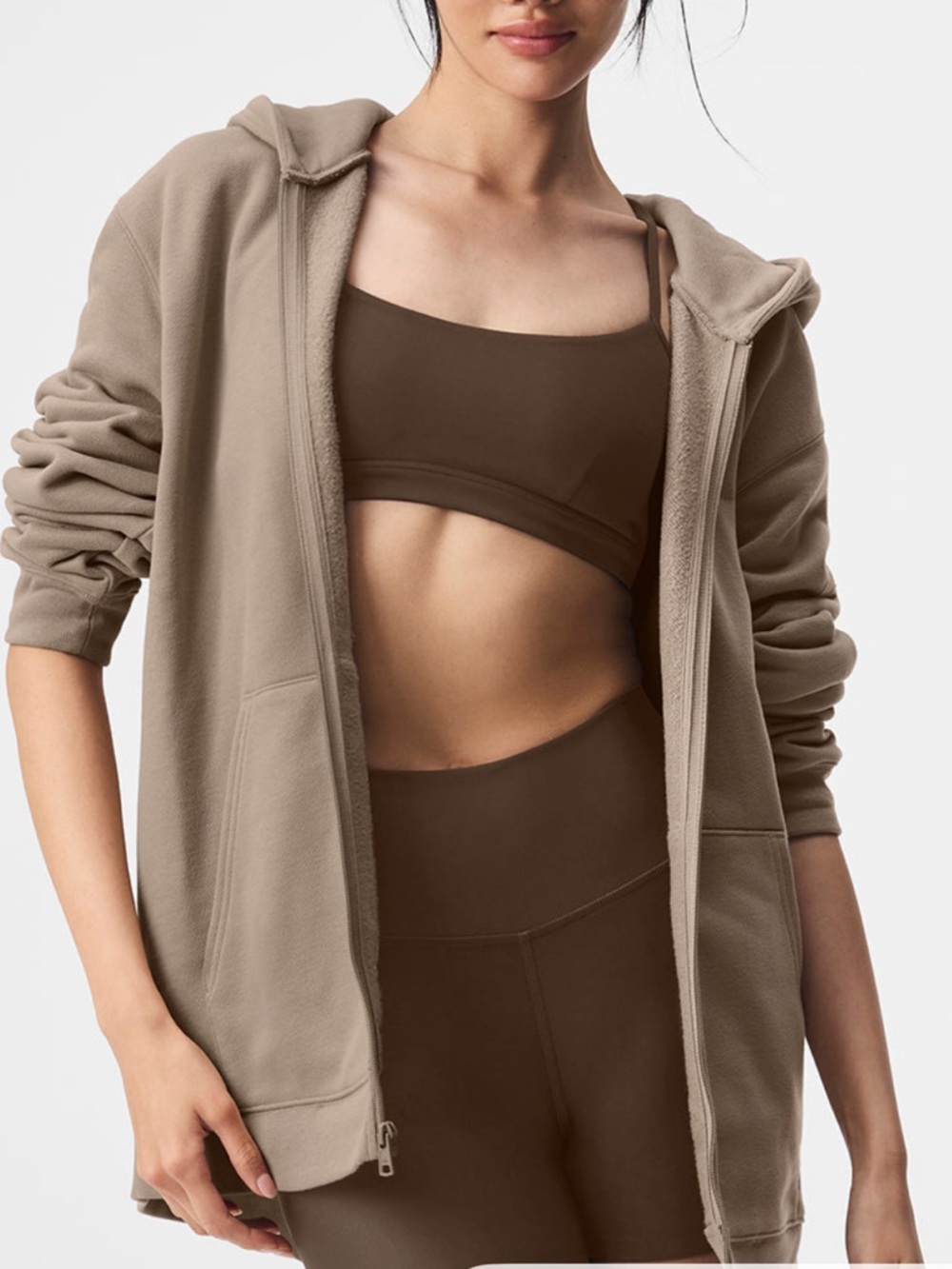 ALO Yoga Zip-Up Hoodie in Gravel